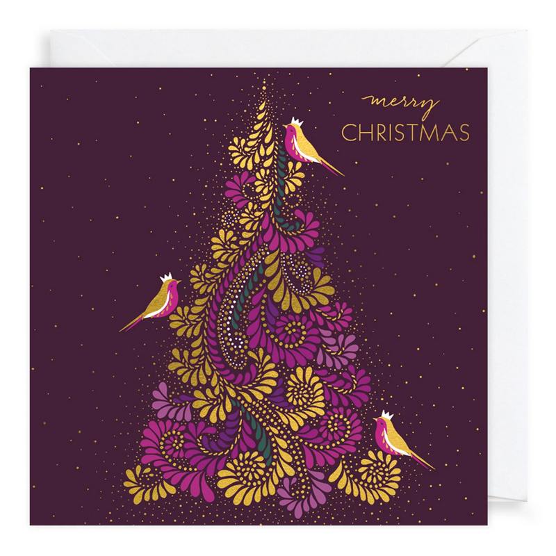 Art File Christmas Cards 10 Pack Sara Miller Purple Paisley WAX117 Style 1