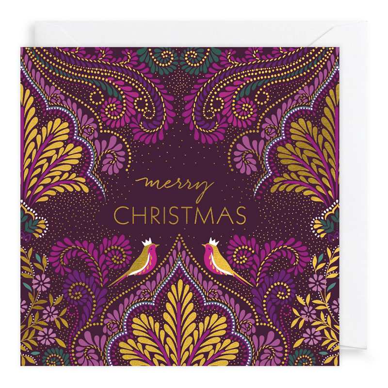 Art File Christmas Cards 10 Pack Sara Miller Purple Paisley WAX117 Style 2