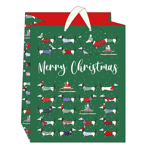 Art File Christmas Gift Bag Frank The Sausage Dog XL GBX212 front