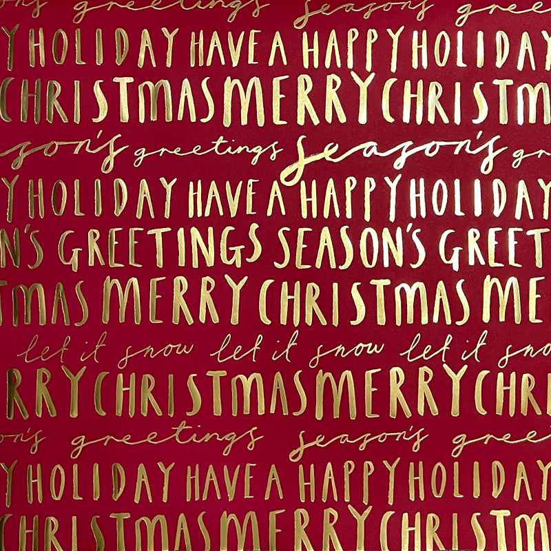 Art File Christmas Gift Wrap Sheet Gold Text On Red GWX48 detail