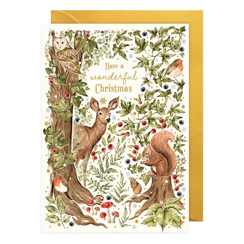 Art File Countryside Deer and Squirrel Christmas Card CNX04 front