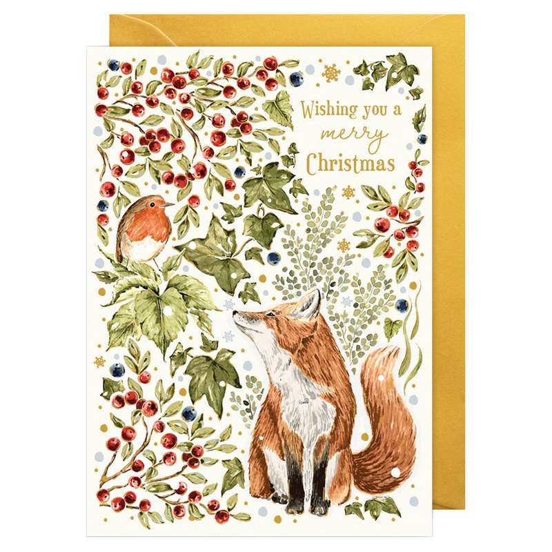 Art File Countryside Fox and Robin Christmas Card CNX02 front