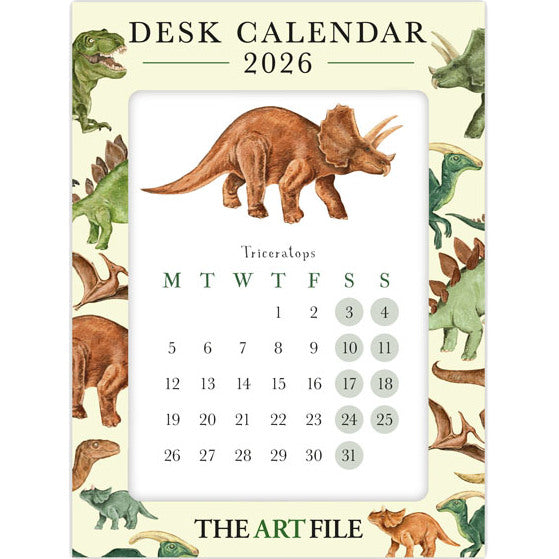 ArtFile Dinosaur Desk Calendar 2026 CALDK06 front