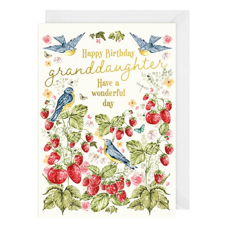 Art File Granddaughter Strawberries Birthday Card BWR02 front