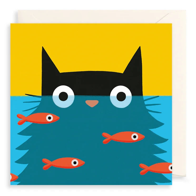Art File Greetings Card Cat and Goldfish CW01 front