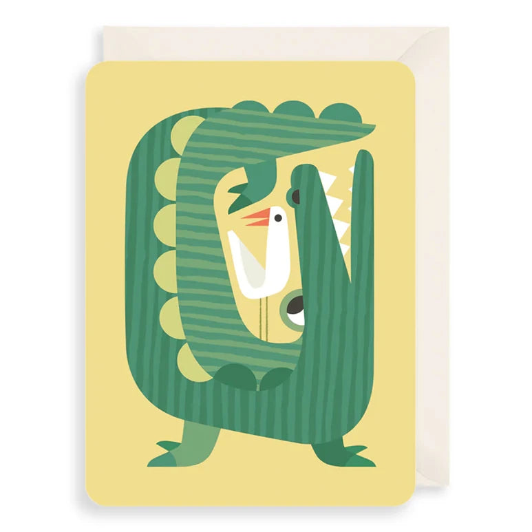 Art File Greetings Card Crocodile and Bird ZZ05 front