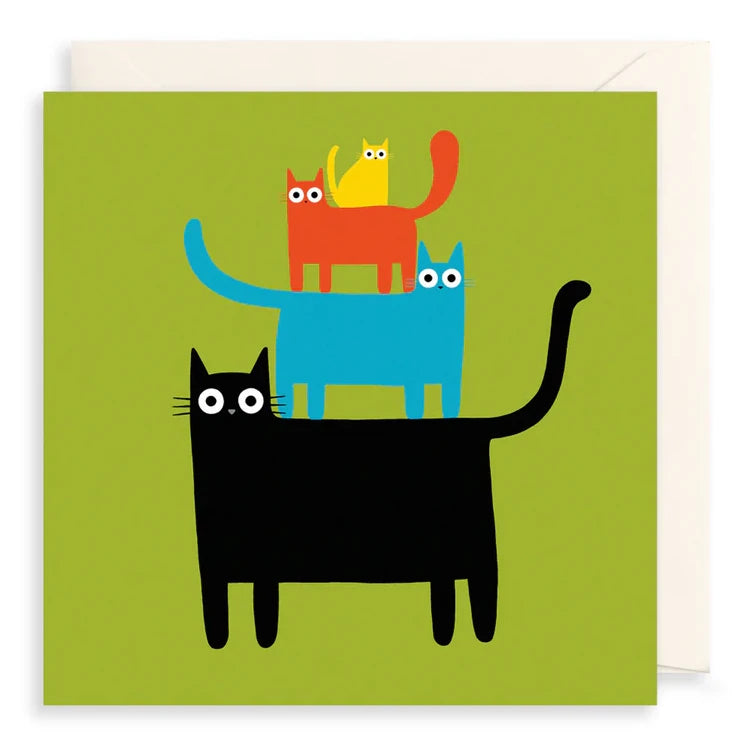 Art File Greetings Card Four Stacked Cats CW06 front