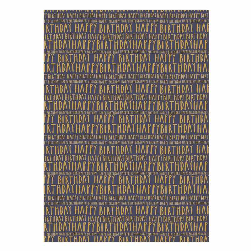 Art File Just My Type Happy Birthday Gift Wrap Navy GW108 front