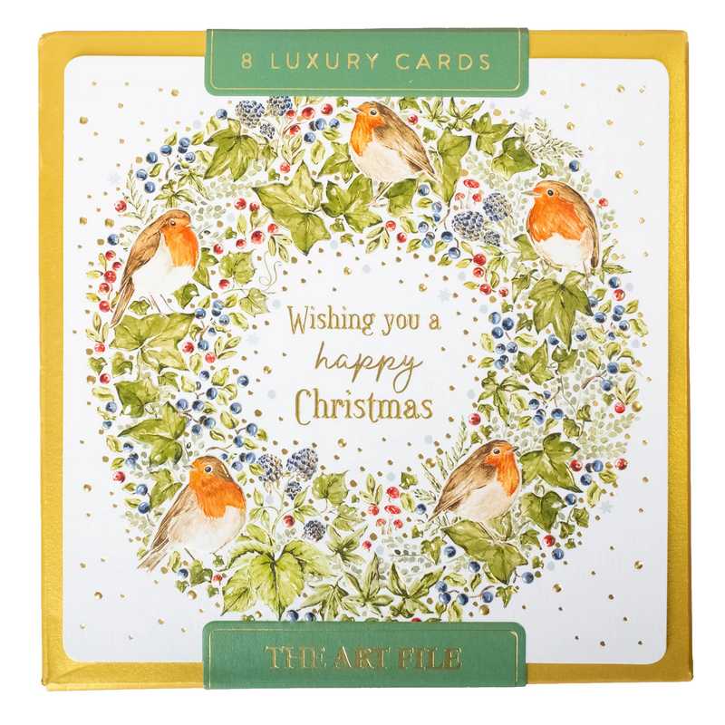 Art File Luxury Christmas Cards Countryside Wreath with Robins LBX100 box front