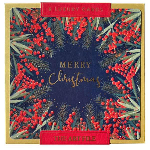 Art File Luxury Christmas Cards Red Berries LBX086 box front