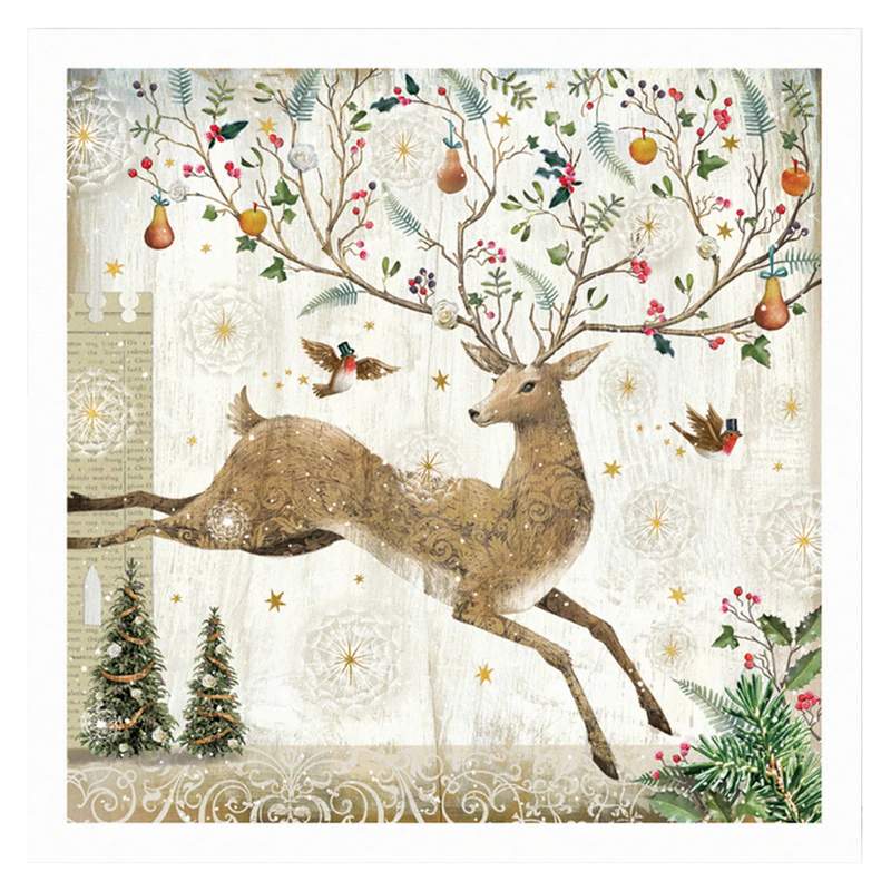 Art File Ornate Antlers Christmas Cards Charity Pack XP421 front