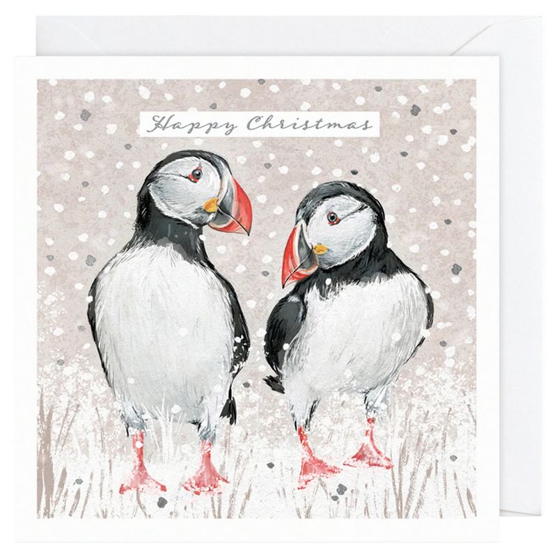 Art File Puffins in Snow Christmas Charity Cards Pack XP413 front