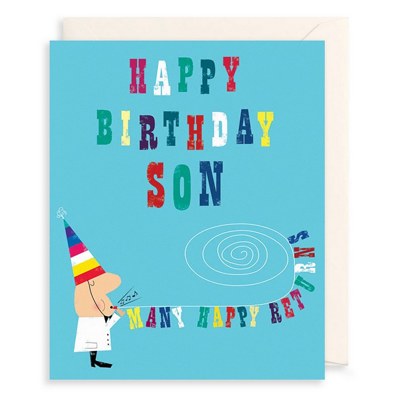 Art File Son Party Hooter Birthday Card IPR32 front
