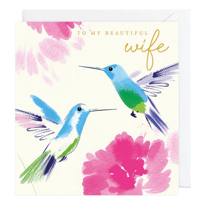 Art File To My Beautiful Wife Hummingbirds Greetings Card AFR87 front