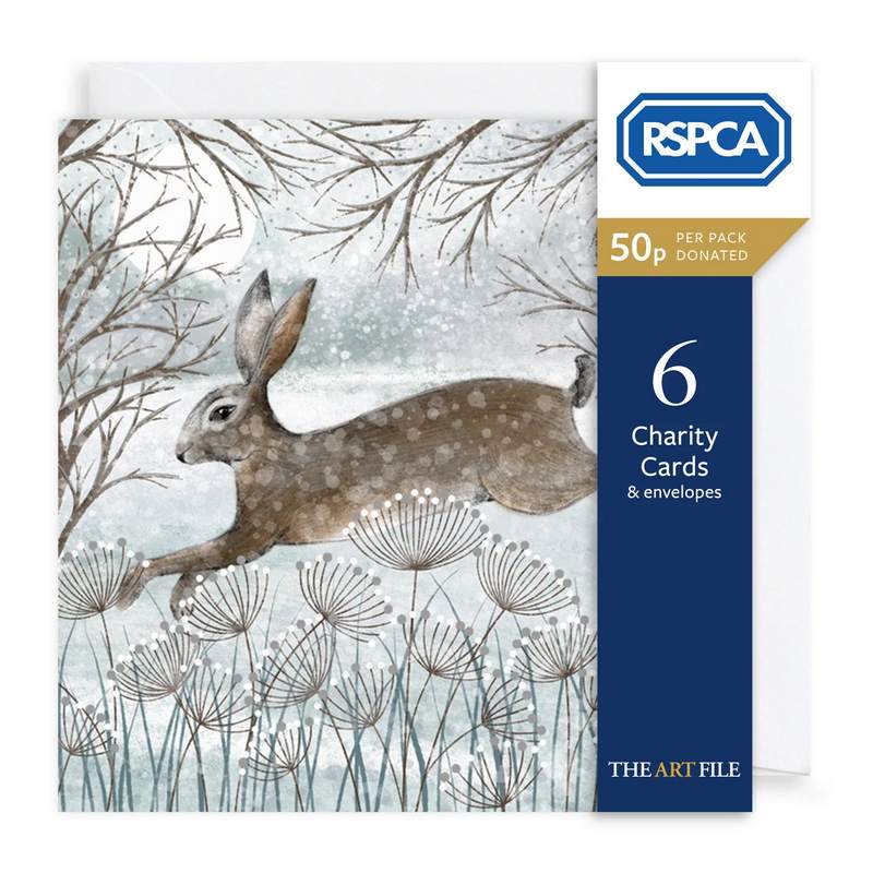 Art File Xmas Cards 6 Pack Frosty Field & Hare XP384 pack