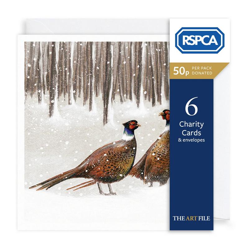 Art File Xmas Cards 6 Pack Pheasants In Snow XP388 pack