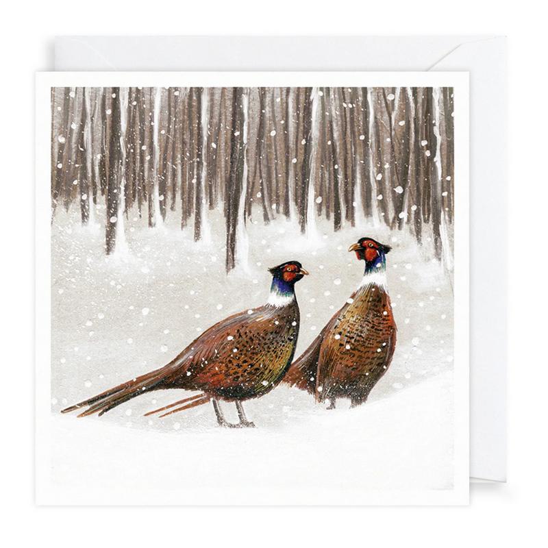 Art File Xmas Cards 6 Pack Pheasants In Snow XP388 with envelope