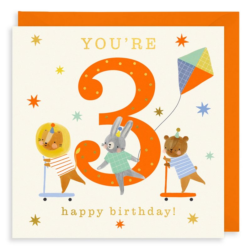 Art File You're 3 Happy Birthday Greetings Card PY03 front