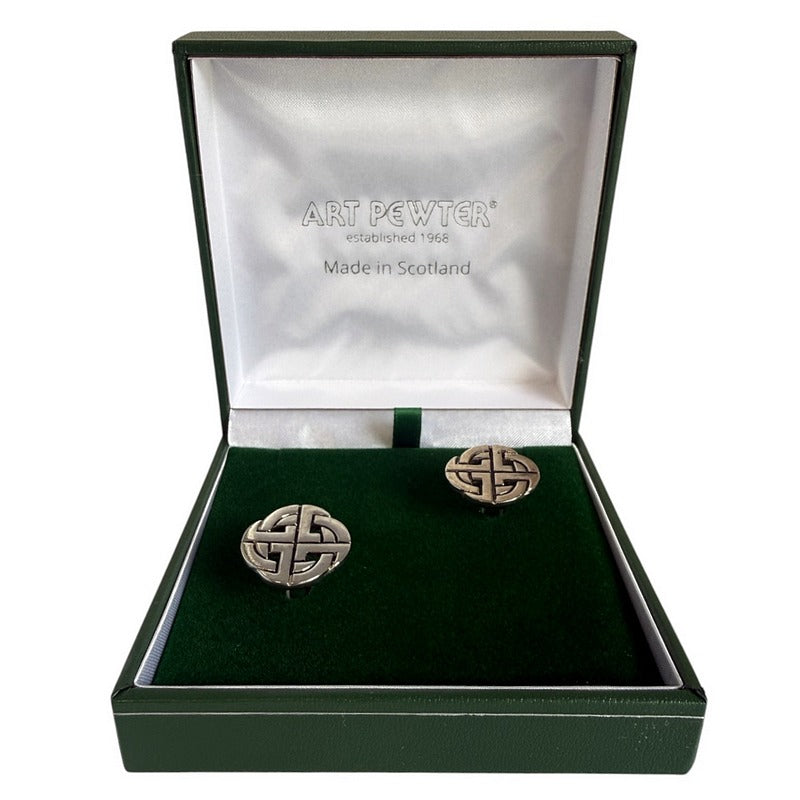 Art Pewter Round Celtic Knotwork Cufflinks 114 in box