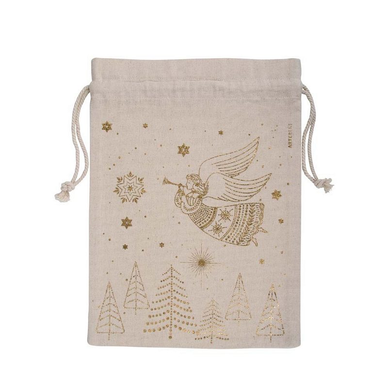 ArteBene Cotton Gift Bag with Angel Trees & Stars 205272 front