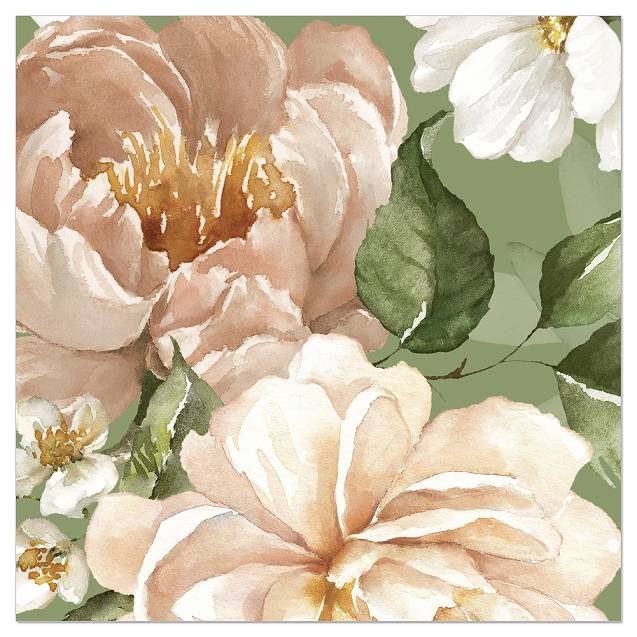 ArteBene Paper Napkins Floral on Green 133098 front