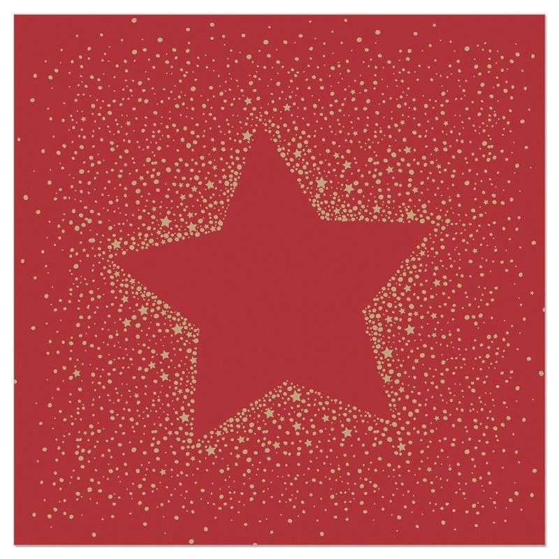 ArteBene Paper Napkins Gold Star on Red 133126 front