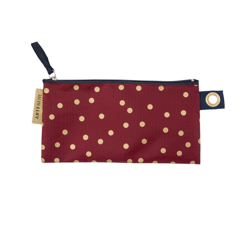 ArteBene Pencil Pouch Burgundy with Gold Spots 240625 front