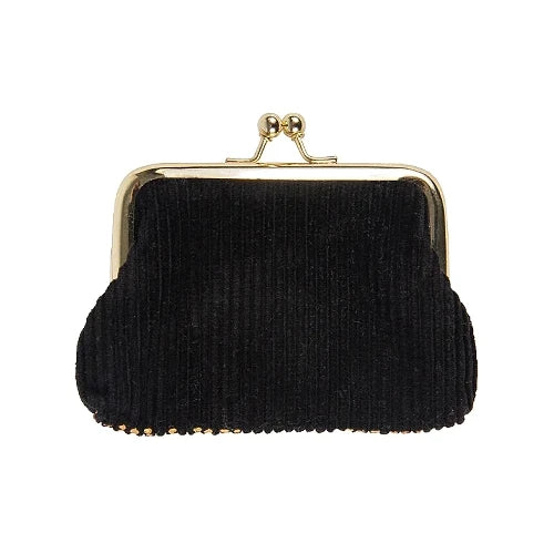 Artebene Clip Close Cord Purse Black with Gold Dots 241160 back