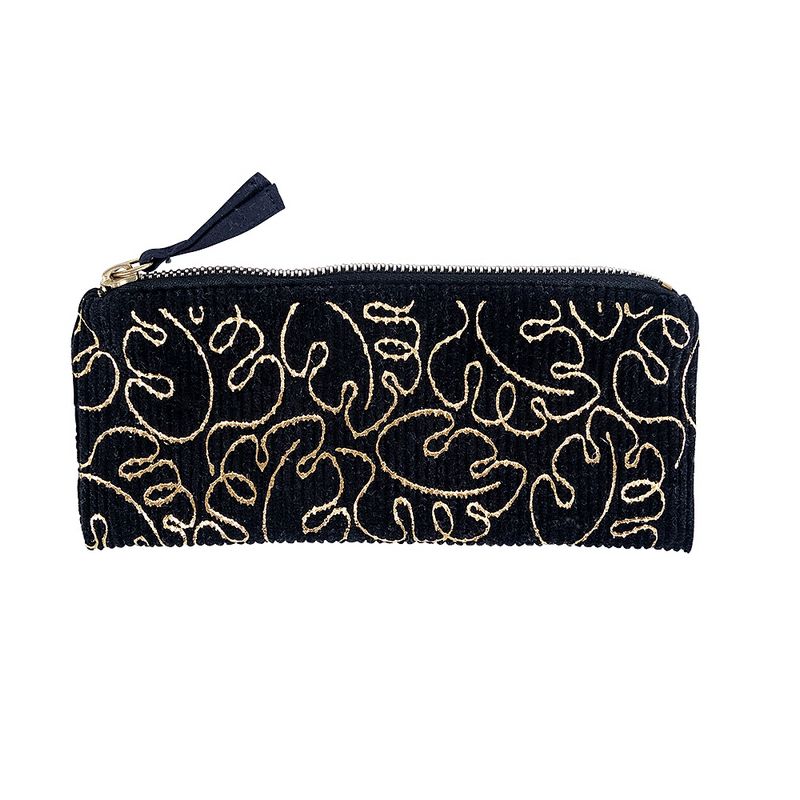 Artebene Cord Pouch Black with Gold Design 241156 front