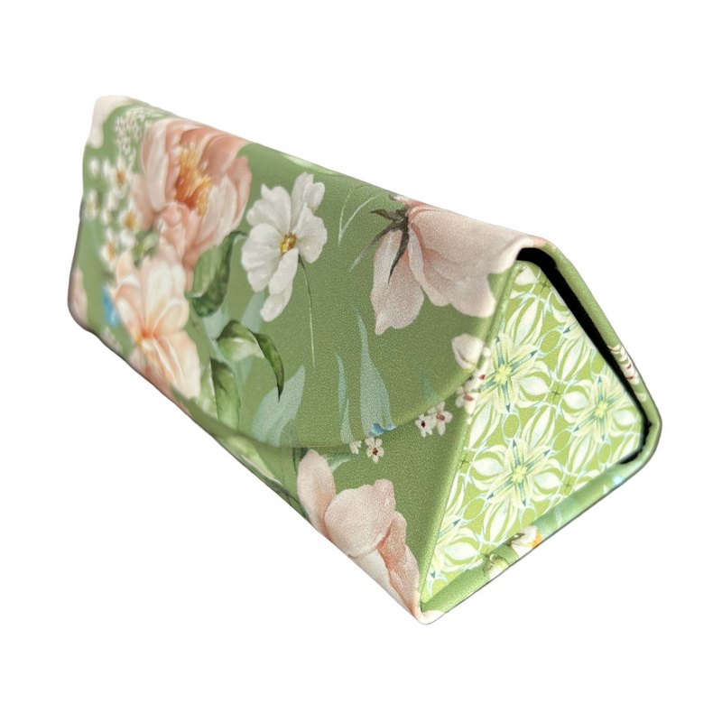 Artebene Fold-flat Floral Glasses Case 210576 green side