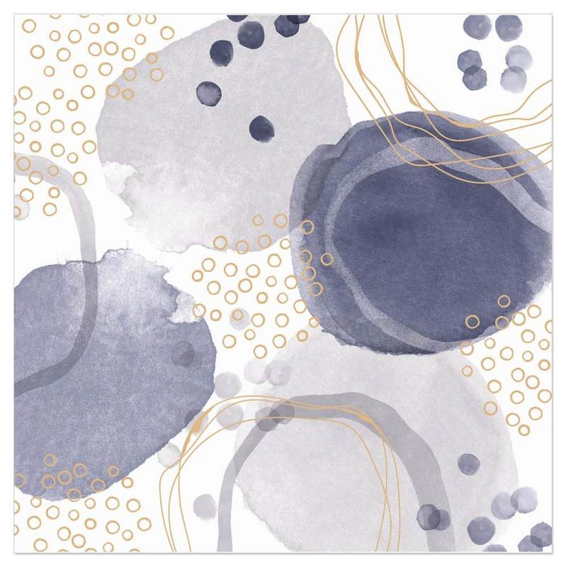 Artebene Paper Napkins Blue & Gold Abstract Bubbles 132940 front