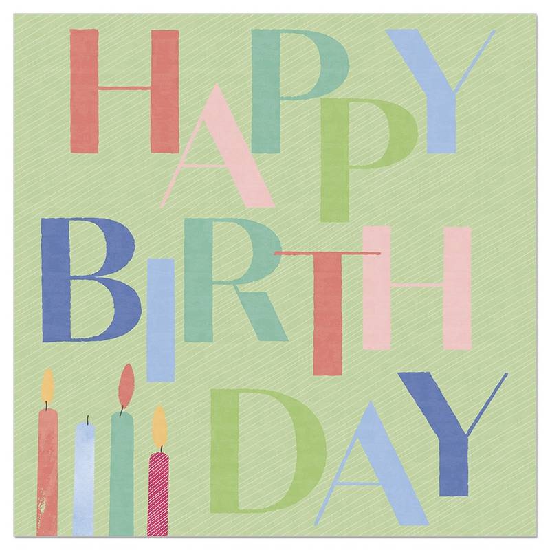 Artebene Paper Napkins Green Happy Birthday 133051 front