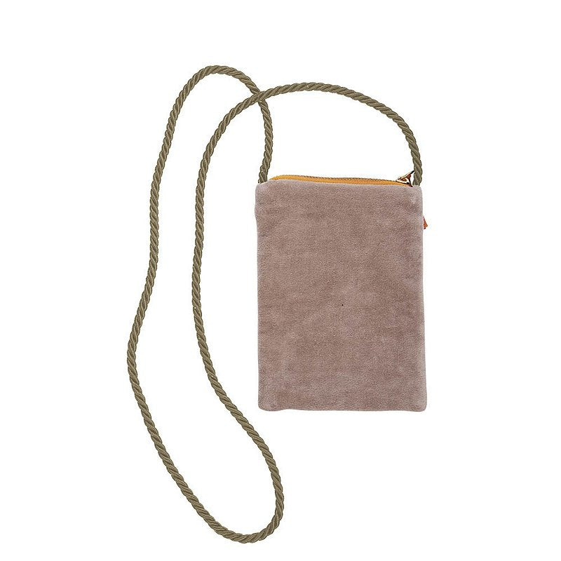 Artebene Velvet Phone Bag Taupe with Gold Dots 241109 back