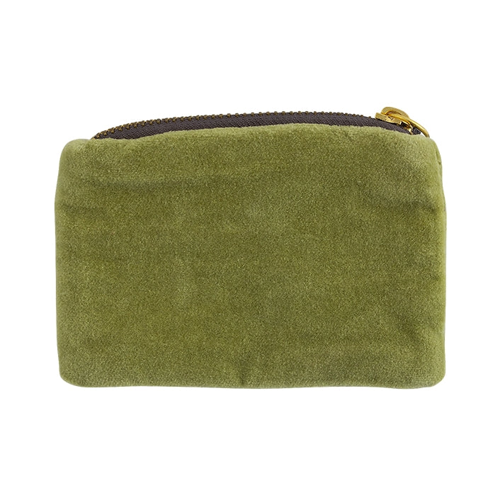 Artebene Velvet Zip Purse Green with Gold Heart 240952 back