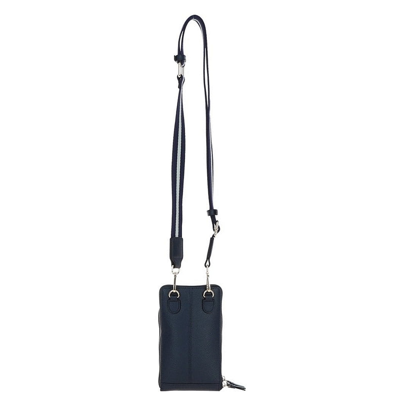 Ashwood Leather Crossbody Phone Bag Navy X-31 hanging rear