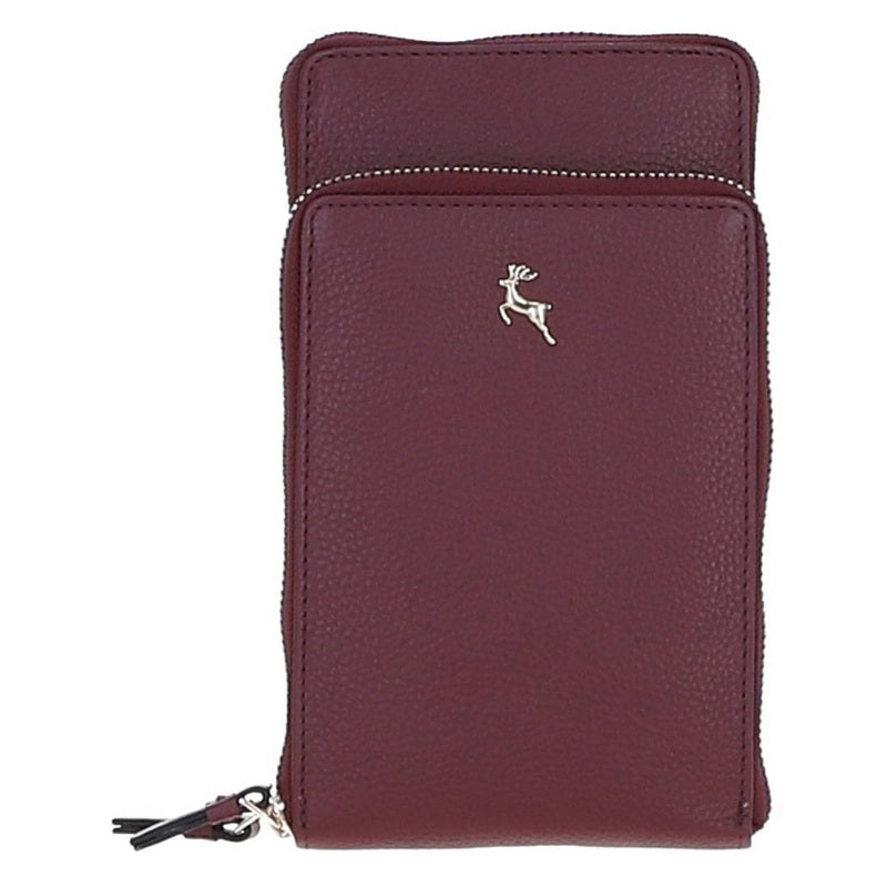 Ashwood Leather Crossbody Phone Bag Wine X-31 front