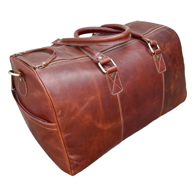 Ashwood Leather Holdall Chestnut right side