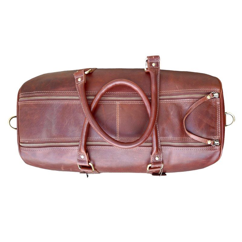 Ashwood Leather Holdall Chestnut top