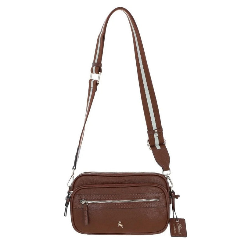 Ashwood Leather Sogno di Cuoio Compact Twin Zip Tan Crossbody Bag X-35 rear