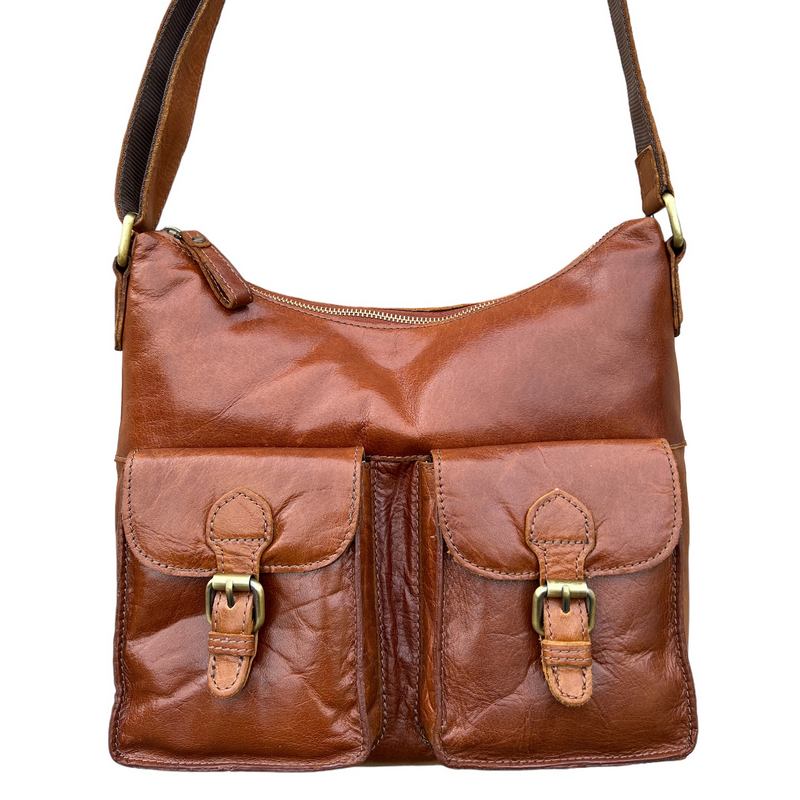 Ashwood Leather Twin Pocket Bag in Honey Tan G21 main