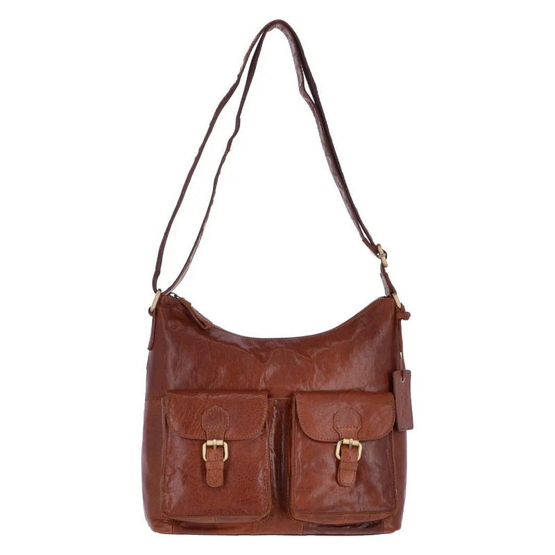 Ashwood Leather Twin Pocket Bag in Honey Tan G21 front