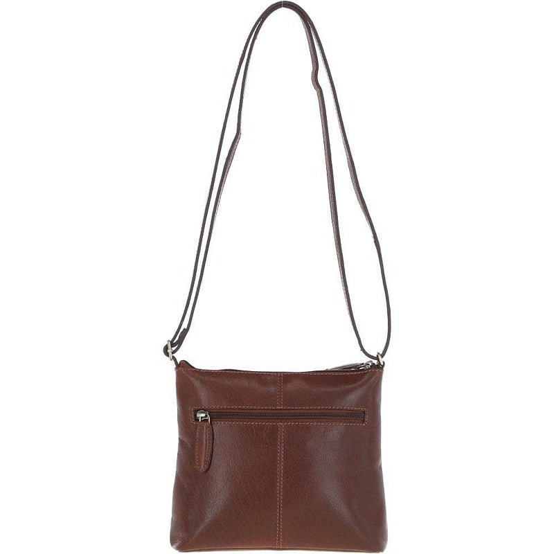 Ashwood Leather Zip Top Leather Crossbody Bag T-89-Chestnut rear
