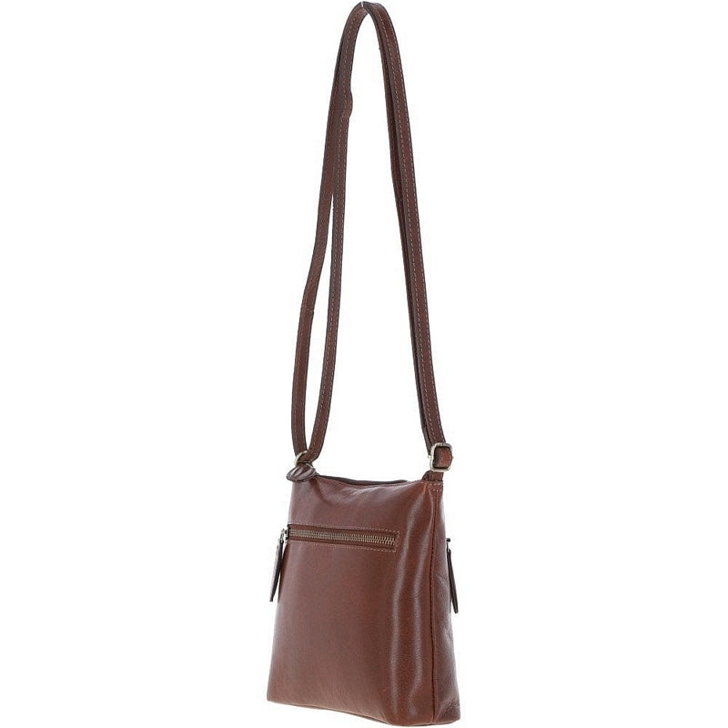 Ashwood Leather Zip Top Leather Crossbody Bag T-89-Chestnut side