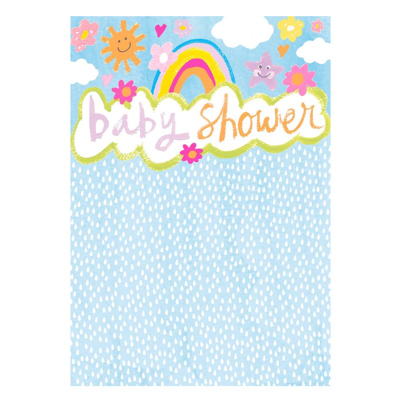 Baby Shower Mini Silver Rain Card AM2425 front