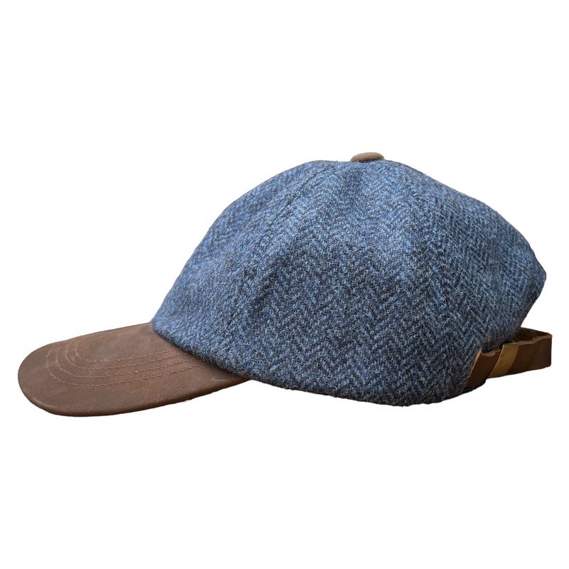 Baseball Cap Tyndrum Navy Herringbone Tweed ZH101 side