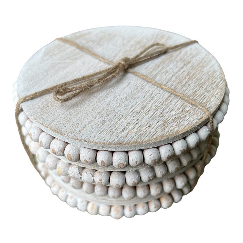 Beaded Mango Wood Coaster Set of 4 bundle