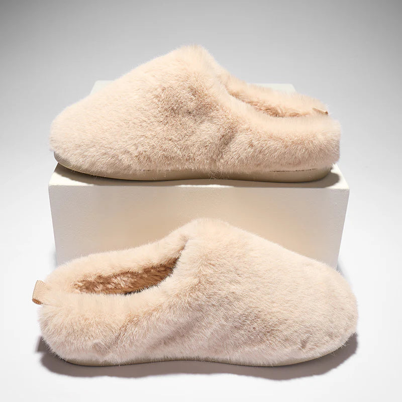 Bedroom Athletics Ariana Luxury Faux Fur Mule Slipper Gingerbread Pair stepped