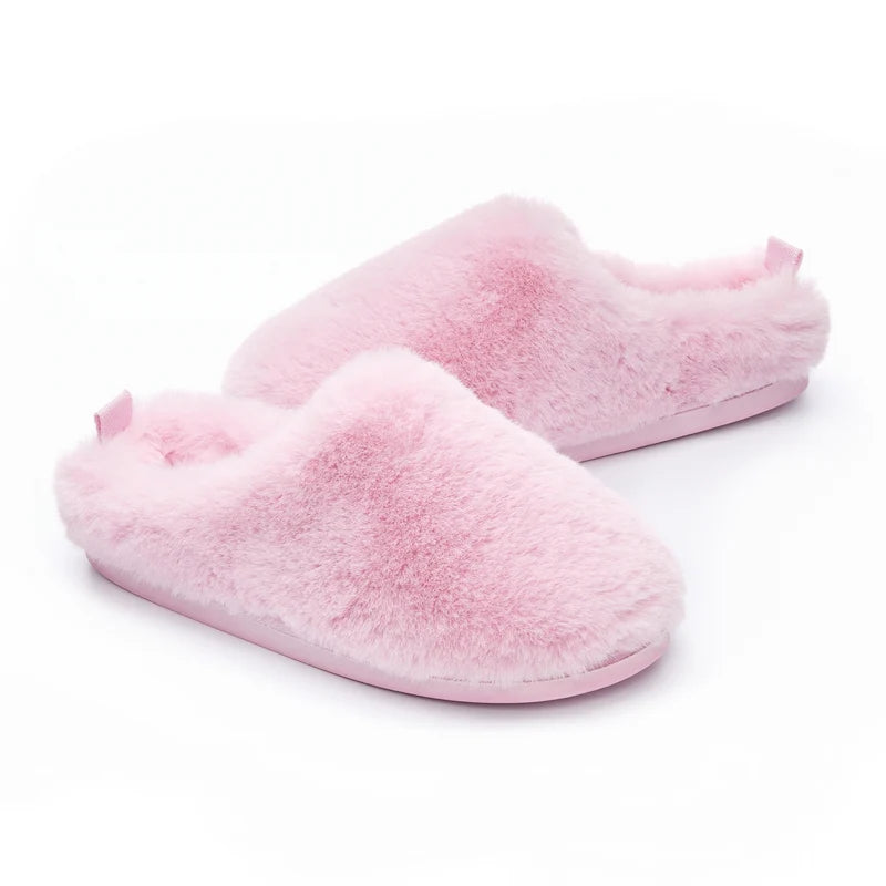 Bedroom Athletics Ariana Luxury Faux Fur Mule Slipper Pink Pair angled