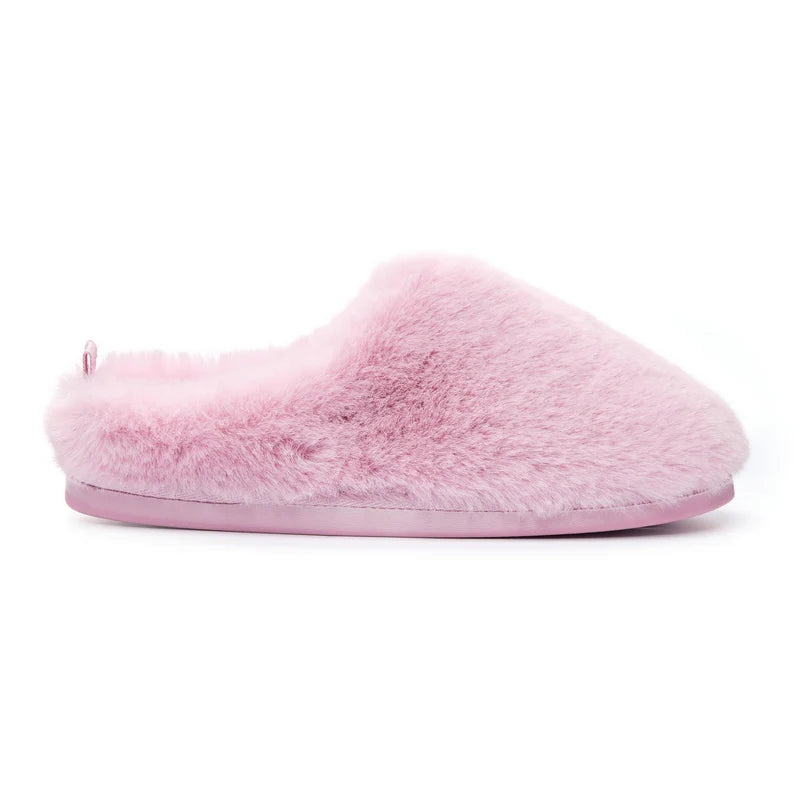 Bedroom Athletics Ariana Luxury Faux Fur Mule Slipper Pink Single side