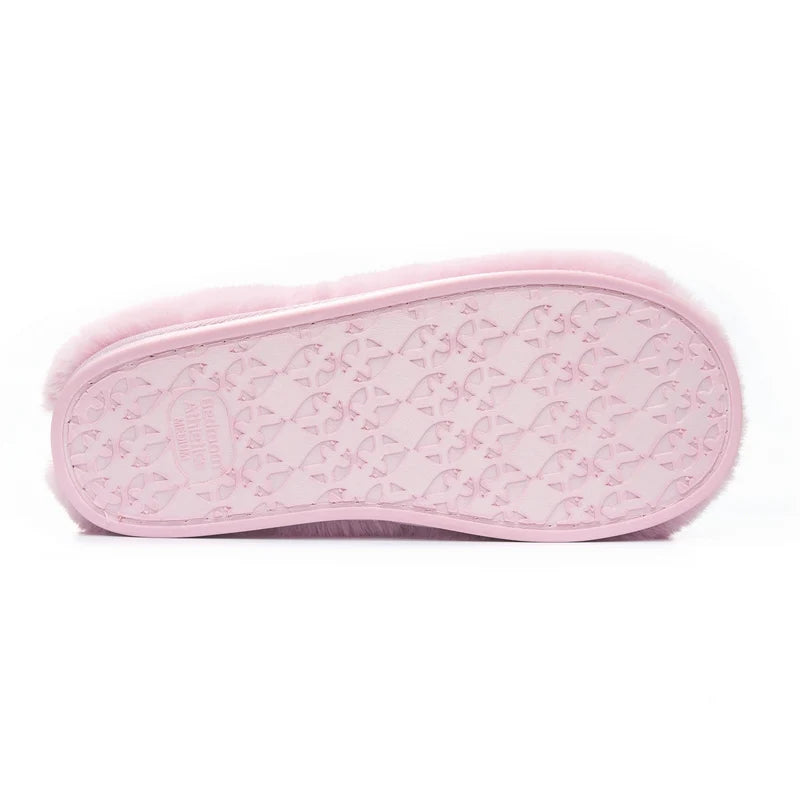 Bedroom Athletics Ariana Luxury Faux Fur Mule Slipper Pink Single sole